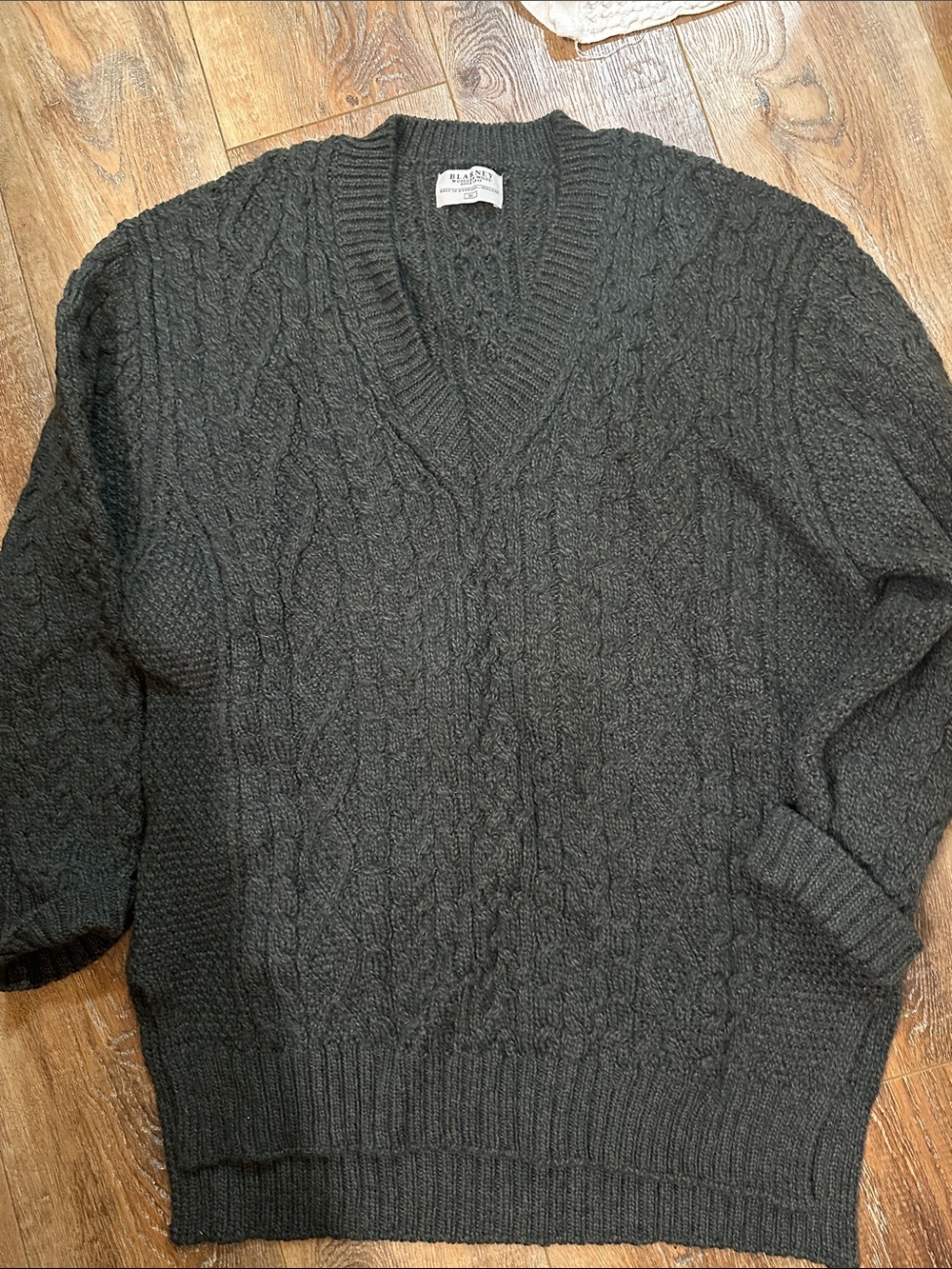 Blarney Woolen Mill Chunky Fisherman's Sweater | Merino Wool | Green | XL